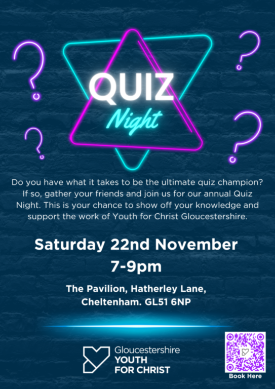 Quiz Night on Saturday 22nd November 2025, 7-9pm at The Pavilion on Hatherley Lane, GL51 6NP